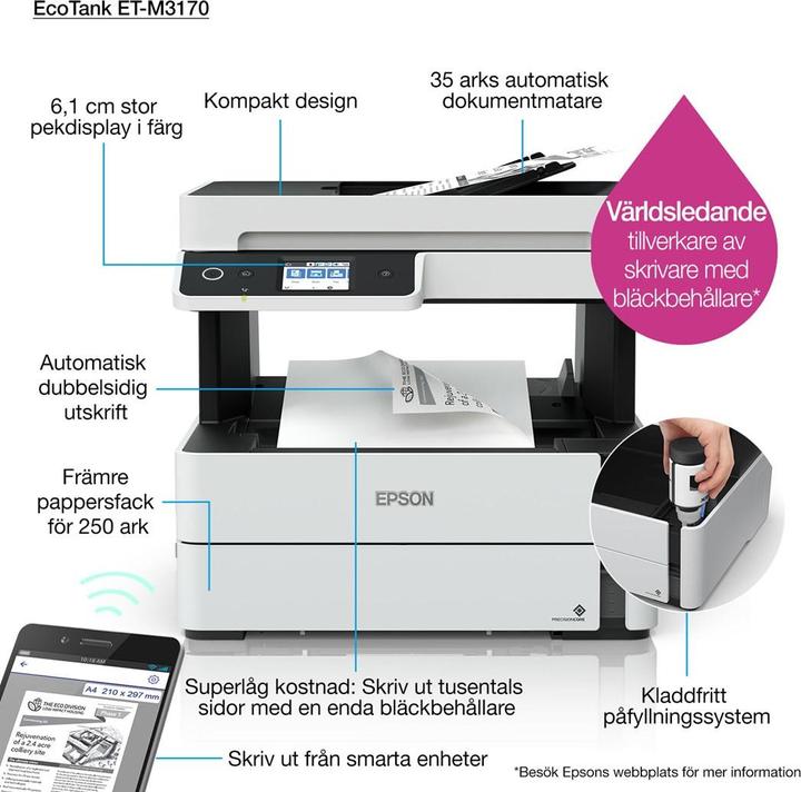 Produktbild Epson EcoTank ET-M3170 - Multifunktionsdrucker - s/w - Tintenstrahl - Legal (216 x 356 (Tintenpatrone, Schwarz-Weiss)