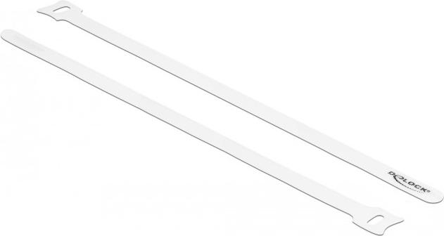 Produktbild Delock Klett-Kabelbinder L 300 x B 12 mm weiss 10 Stück (Klettkabelbinder, 300 mm, 10 Stk.)