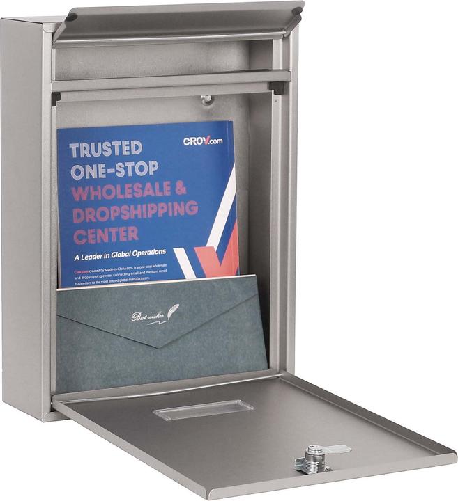 Immagine prodotto Wiltec Cassetta delle lettere V10 in acciaio inox 260x90x350mm serratura targhetta Postbox