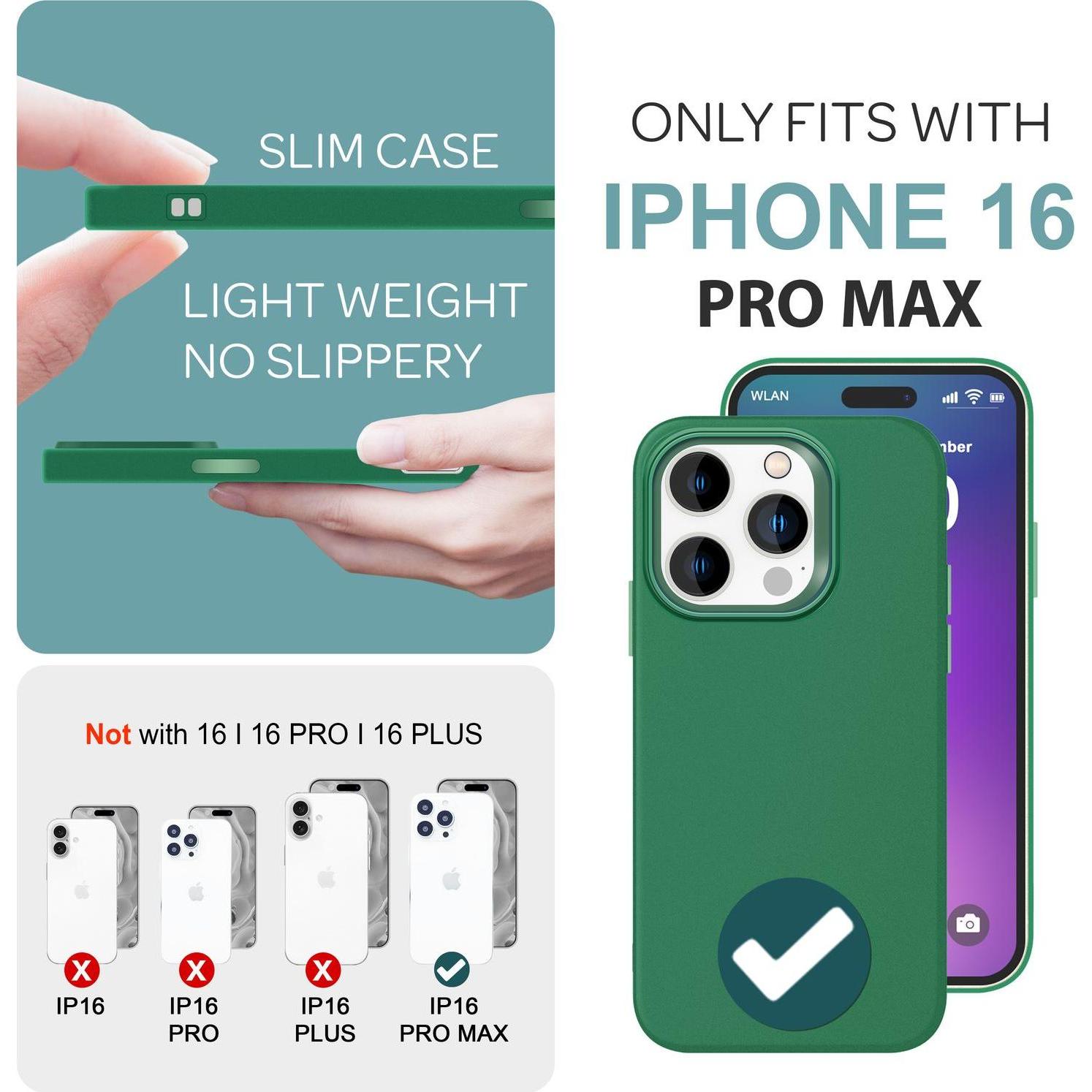 Thumbnail - Nalia Matt Silikon Hülle (Apple iPhone 16 Pro Max), Smartphone Hülle, Grün