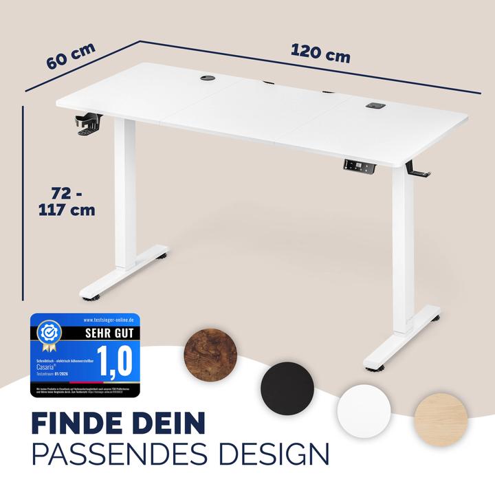 Image du produit Casaria Höhenverstellbarer Schreibtisch (120 x 60 x 72 cm)