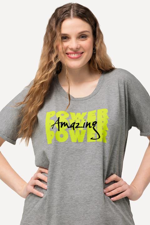 Immagine prodotto Ulla Popken T-shirt dal taglio oversize con POWER, scollo a girocollo e mezze maniche (46, 48)
