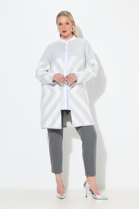 Produktbild Ulla Popken Strickjacke, Streifen, ohne Verschluss, Rundhals, Langarm (58, 60)