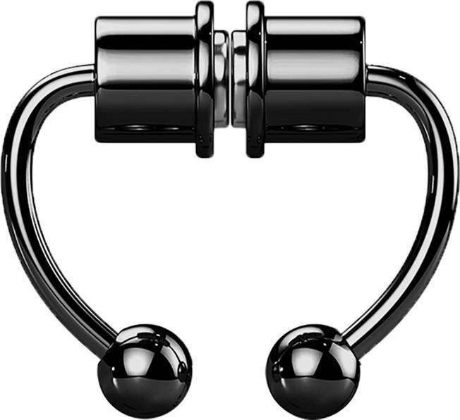 Image du produit Star Piercing Faux septum aimant noir Circular Barbell avec deux boules (Acier chirurgical 316L, sans laiton)