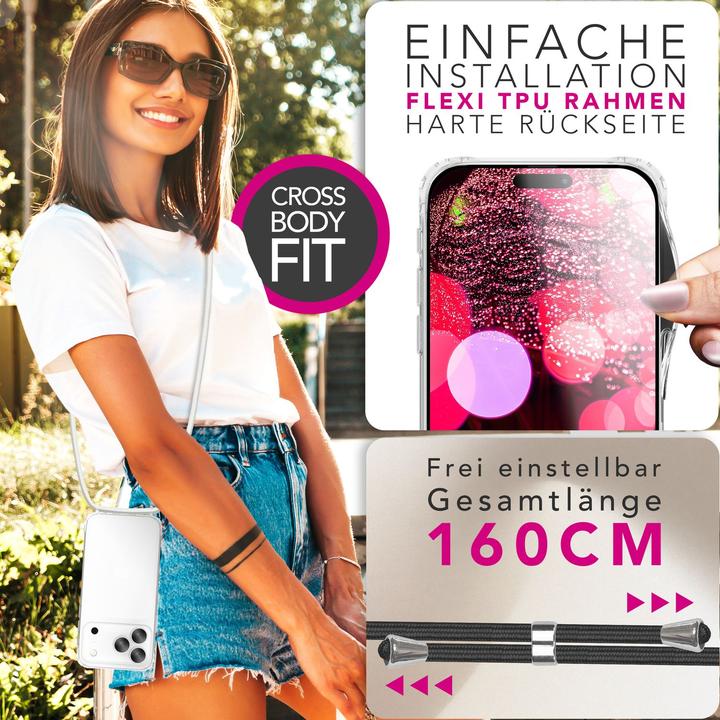 Produktbild Nalia Cover "Hangit" - Klare Hülle mit Band zum Umhängen, 160cm Handy Kette - Wearable Phone Case