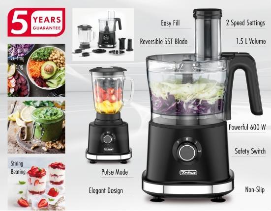 Produktbild Trisa Multifunktionsmixer "Stir n' Slice" mit Glaskrug (600 W)