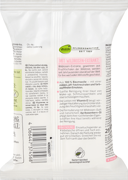 Actual product image dm alverde Organic Wild Rose Cleansing Wipes (Cleaning cloths)