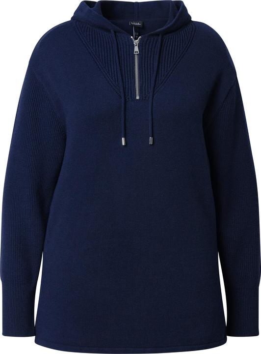 Immagine prodotto Ulla Popken Maglione con cappuccio, zip, maniche lunghe e retro più lungo (62)