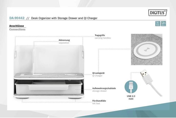 Produktbild Digitus Desktop Organizer mit Qi-Ladegerät