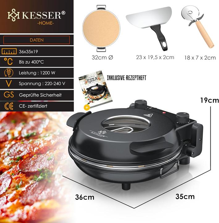 Image du produit Kesser Pizza-Ofen mit feuerfester Steinplatte & Timer