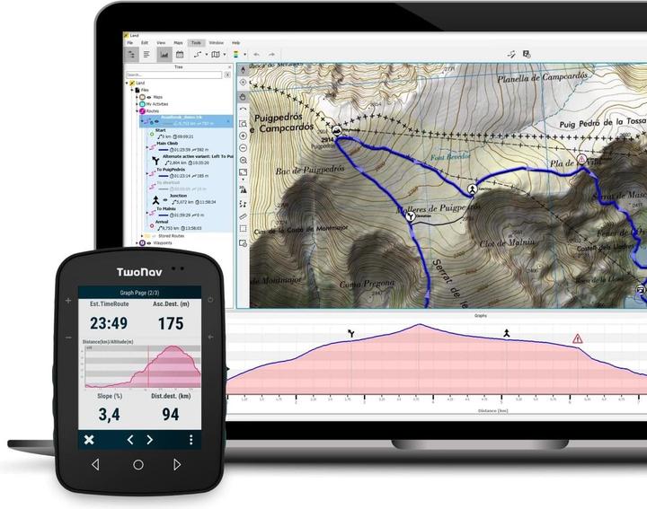 Image du produit TwoNav GPS Terra avec cartes France IGN pour randonnée, VTT et cyclisme (3.70")