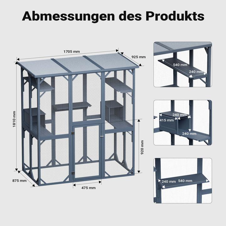 Produktbild Wiltec Freilaufgehege Katzen 170x88x180cm Katzenfreigehege Holz Aussengehege