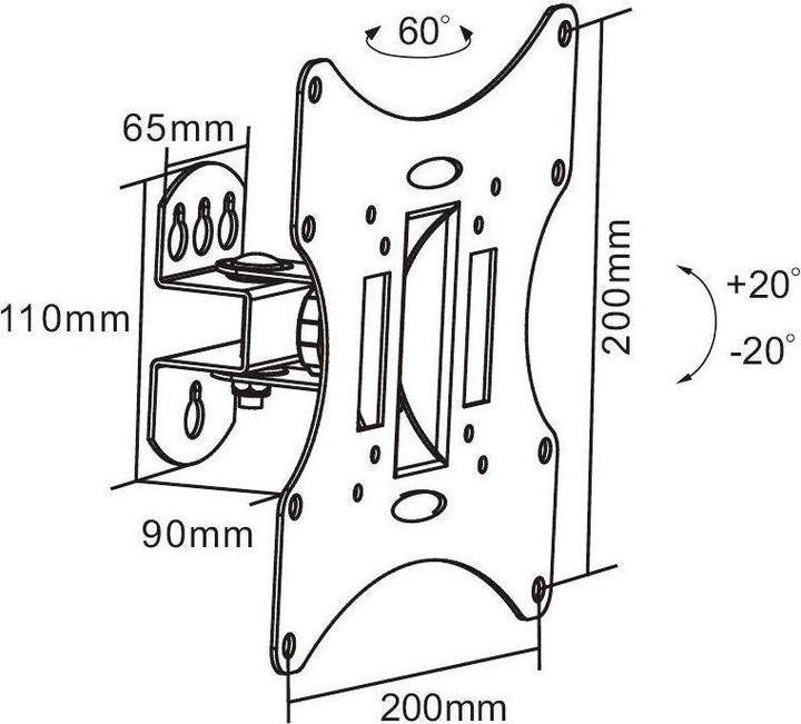 Cabletech téléviseur réglable au mur 23-42" (max. 30kg) (Mur, 30 kg, 23" - 42")