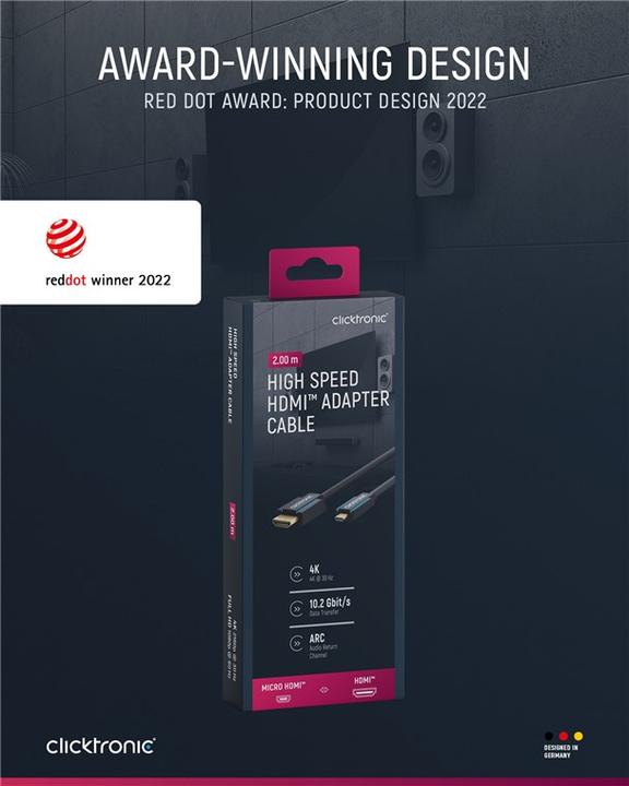 Image du produit clicktronic micro HDMI (Typ D) — HDMI (Typ A) (2 m, HDMI, 1.4)