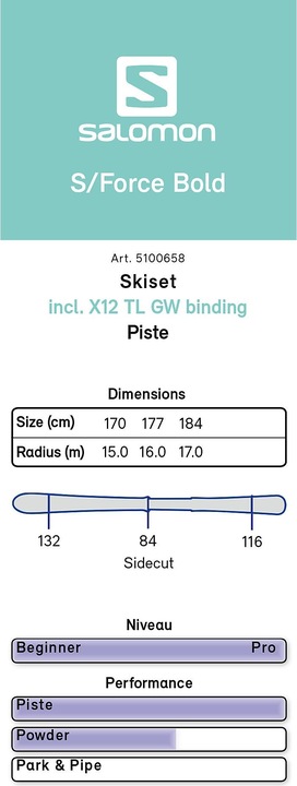 Actual product image Salomon S/Force Bold (184 cm, With binding)