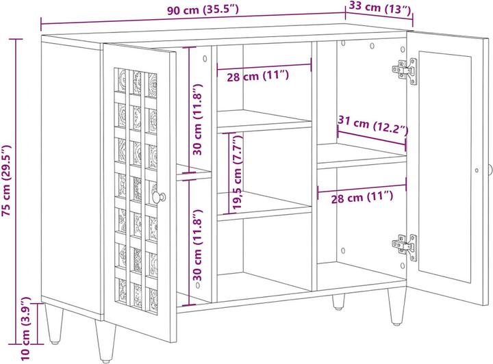 Produktbild vidaXL Sideboard (33.50 x 33 x 75 cm)