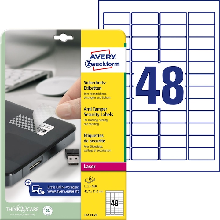 Avery Sicherheitsetiketten L6113-20