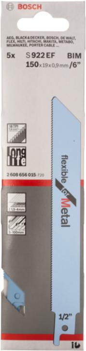 Produktbild Bosch Professional Zubehör Säbelsägeblatt S 922 EF, Flexible for Metal, 25er-Pack