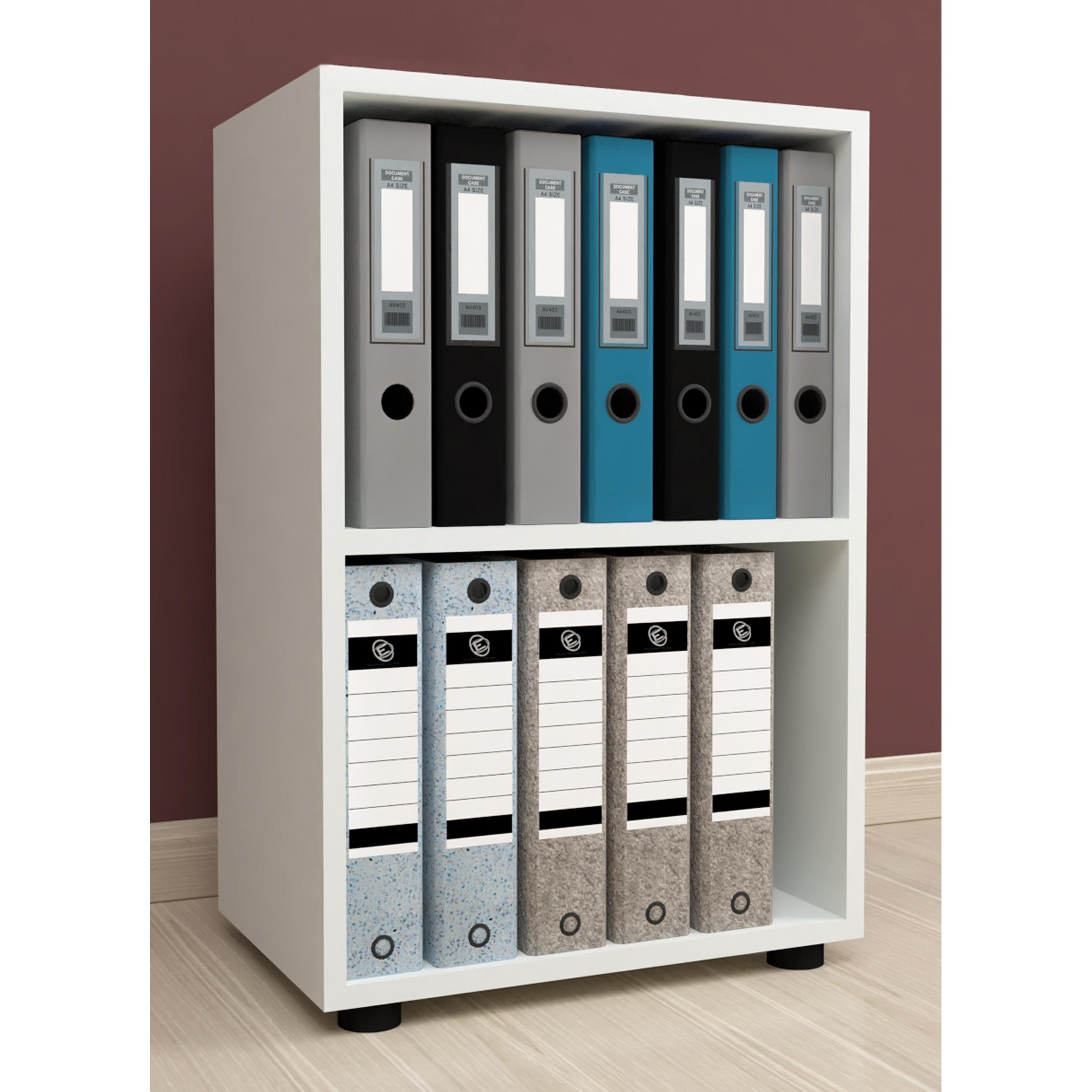 Thumbnail - VCM, Aktenschrank, Holz Büro Stand Regal Bücher Ordner Aktenregal Ordnerregal Bücherregal Ulas 2f (49 x 32 x 74 cm)