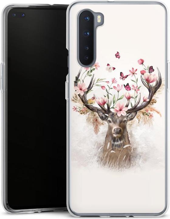 Produktbild DeinDesign Silikon Hülle für OnePlus Nord Handyhülle Case Smartphone Schutzhülle Blumen Hirsch Tiere (OnePlus Nord)