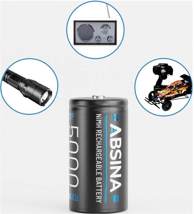 Actual product image Absina Baby (C)-Akku NiMH 4500 1.2 V 2 St. (2 pcs., C, 4500 mAh)