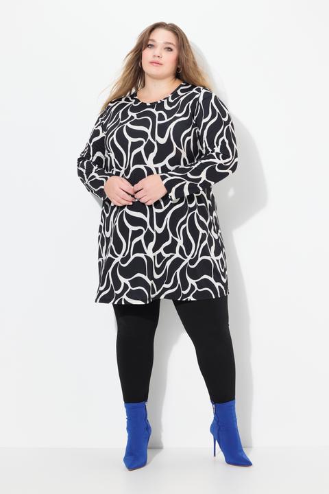 Image du produit Ulla Popken T-shirt long avec imprimé, col rond et manches longues, imprimé, coupe évasée (54)