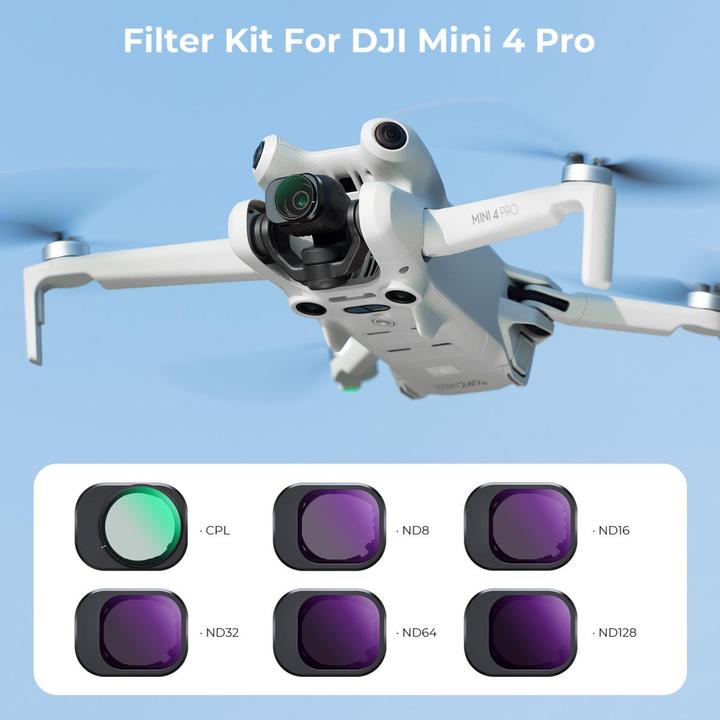 Produktbild K&F Concept 6pcs Filter Kit, CPL+ND8+ND16+ND32+ND64+ND128, HD, Anti-Reflection Green Coating, Waterproof and Scr (Drohnen Filter, DJI Mini 4 Pro)