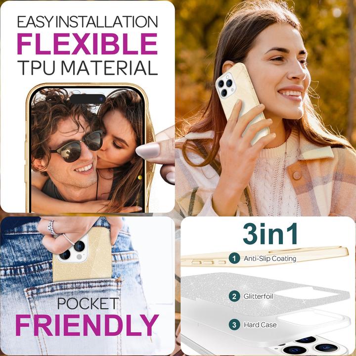 Produktbild Nalia Glitzer Hybrid Hülle (Apple iPhone 16 Pro)