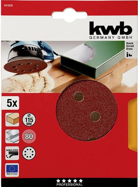 Actual product image kwb Velcro adhesive discs 115 perforated K80 (80)