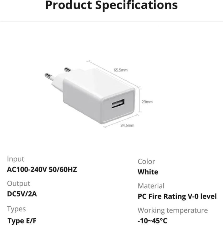 Produktbild Sonoff 5V 2000mA 10W USB Netzteil Weiss (10 W)