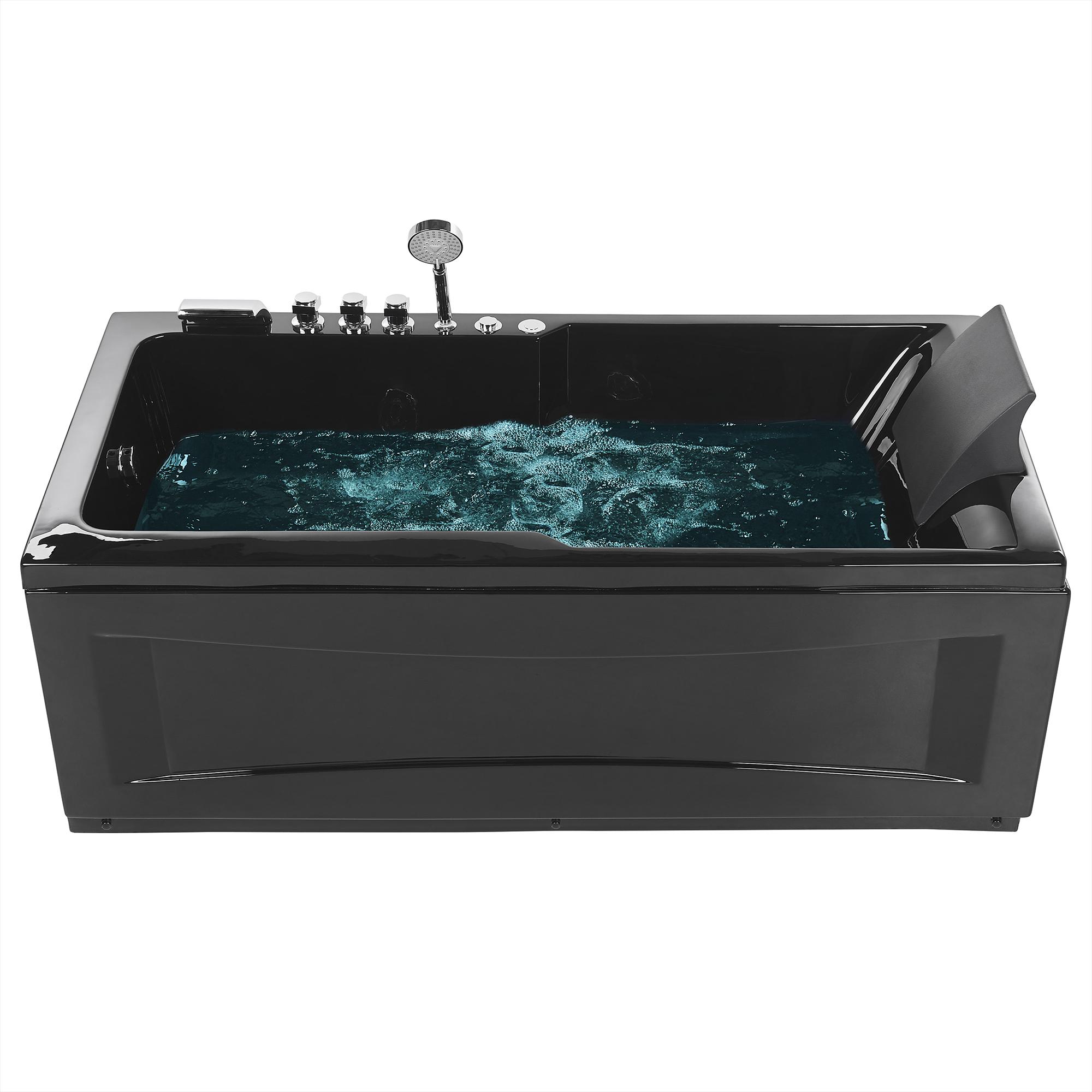 Beliani, Badewanne, Whirlpool Badewanne schwarz rechteckig mit LED 169 x 81 cm rechts ARTEMISA (200 l, 112 cm, 81 cm)
