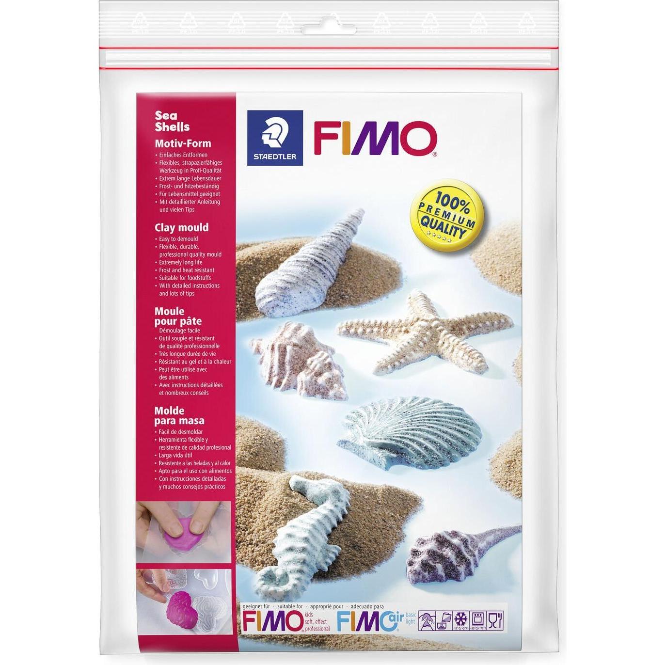 Fimo 8742 Motiv-Form Polybeutel,"Muscheln", 6 Motive, Motivgrösse: 6 x 6 cm