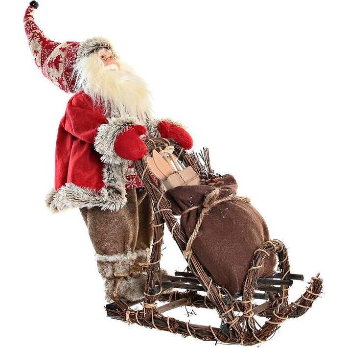 DKD Home Decor, Decorazione natalizia, Deko-Figur Rot Grau Holz Weihnachtsmann 42 x 22 x 48 cm