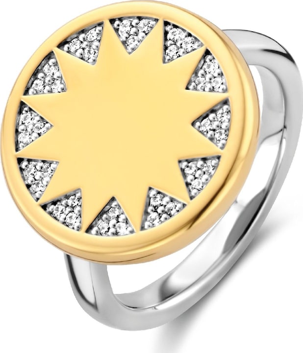 Produktbild Ti Sento Milano Ring Sonne mit Zirkonia bicolor vergoldet 12215ZY (56, 925 Silber)