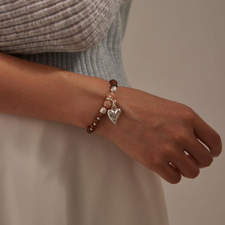 Produktbild Andreani Armband mit Herzanhänger aus echtem violettem Aventurin (8 cm)