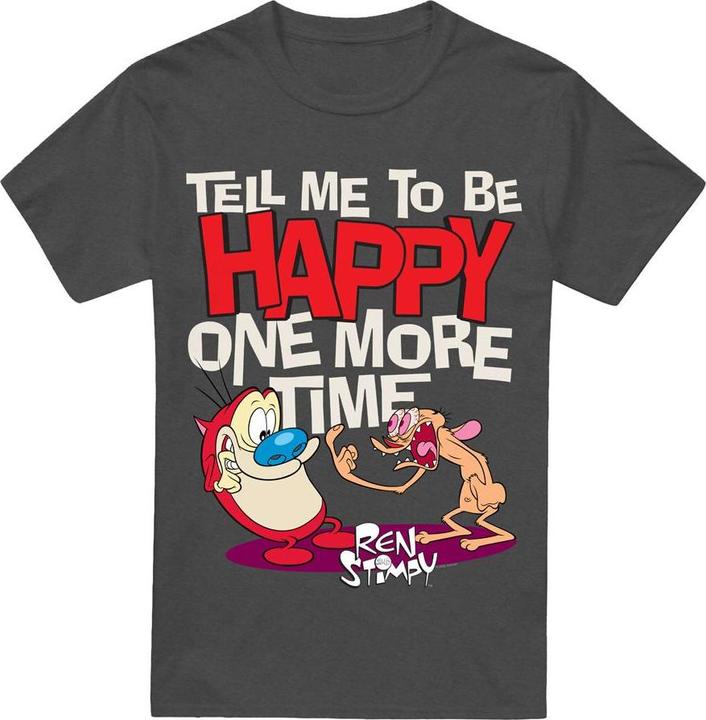 Actual product image Ren & Stimpy Unisex Adult Tell Me To Be Happy T-Shirt (M)