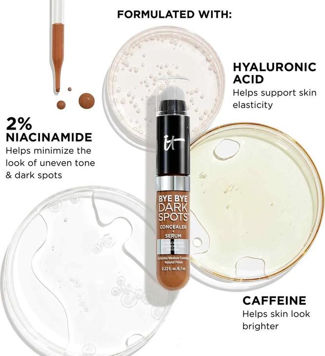 Actual product image It Cosmetics Bye Bye Dark Spots Concealer + Brightening Serum 0.22 fl oz 44 Tan Warm (44 Tan Warm)