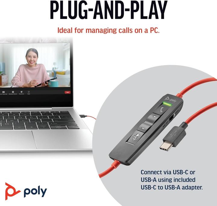 Produktbild Poly Blackwire 8225 (Kabelgebunden, USB-A, Microsoft Teams, Zoom)