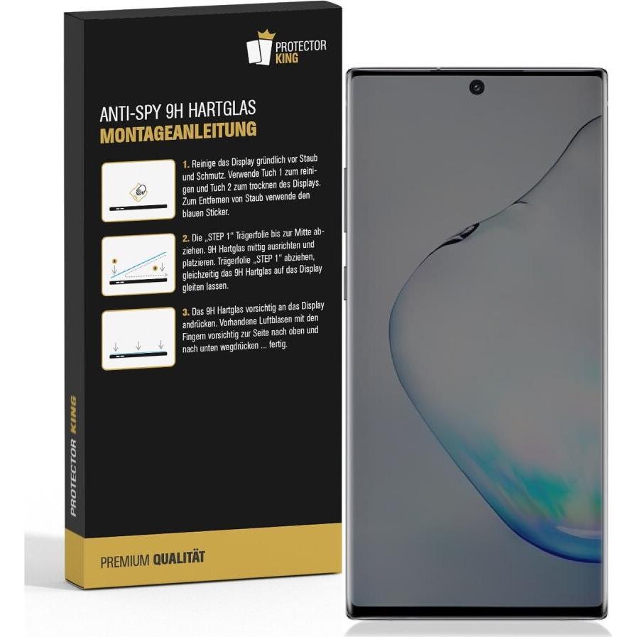Thumbnail - Protectorking 1x Echtes Tempered 9H Panzerhartglas Blickschutz (1 Stück, Samsung Galaxy Note 10 Plus), Smartphone Schutz...