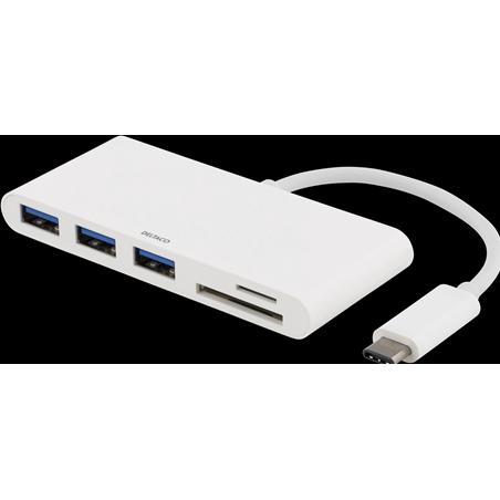 Thumbnail - Deltaco USBC-HUB interface hub USB 2.0 Type-C White (USB-C, 5 Ports), Dockingstation + USB Hub, Weiss