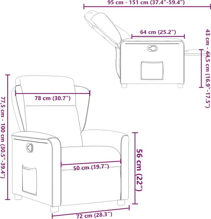 Produktbild vidaXL Relaxsessel Braun Stoff