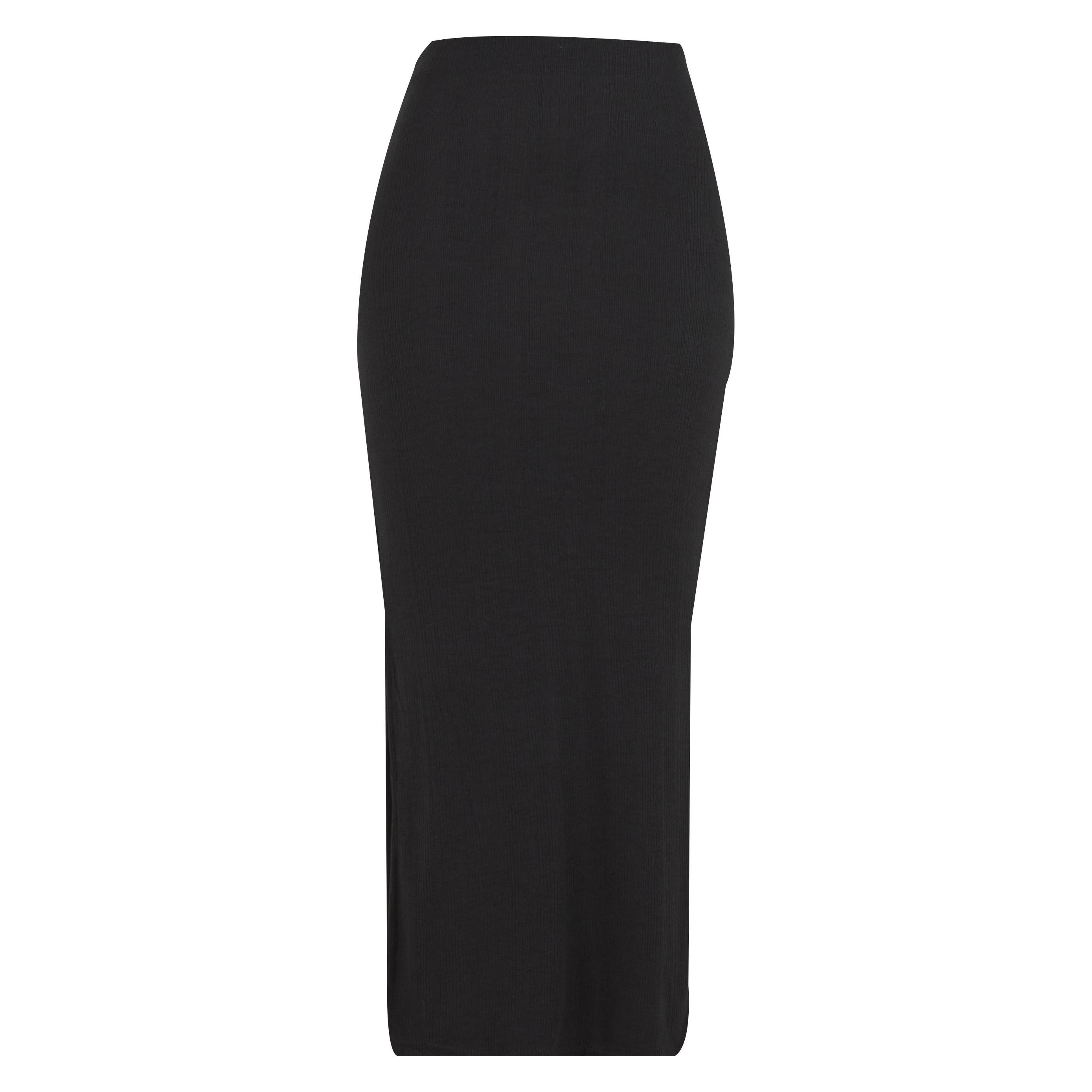 Urban Classics, Damen, Röcke, Ladies Rib High Slit Skirt - 175181, Schwarz, (S)