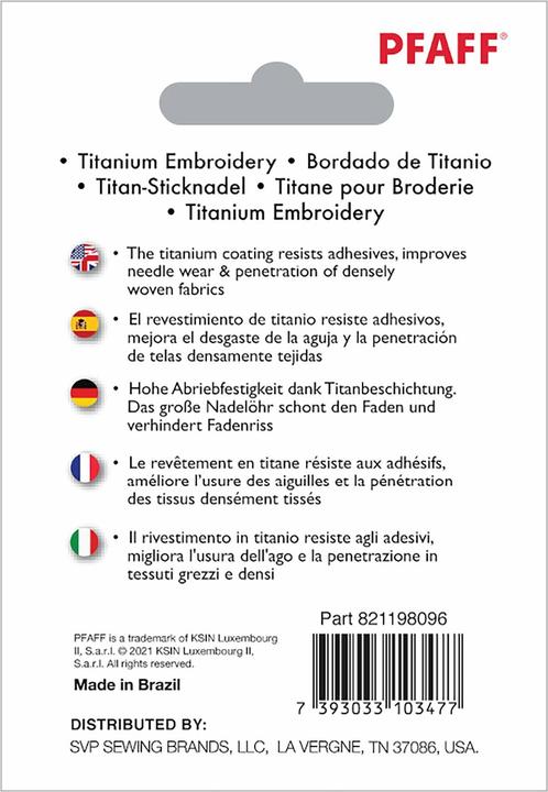 Energie-Label Pfaff PF Sticknadel TITANIUM 80/12 5PK