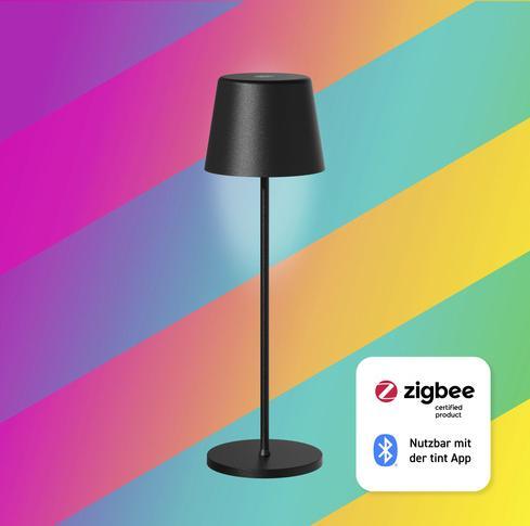 Actual product image Tint LED outdoor light table lamp Dalia black, white+colour 404135