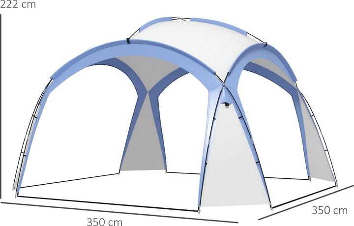 Produktbild Outsunny Event Pavillon Polyester, Fiberglas Hellblau (350 cm, 350 cm)