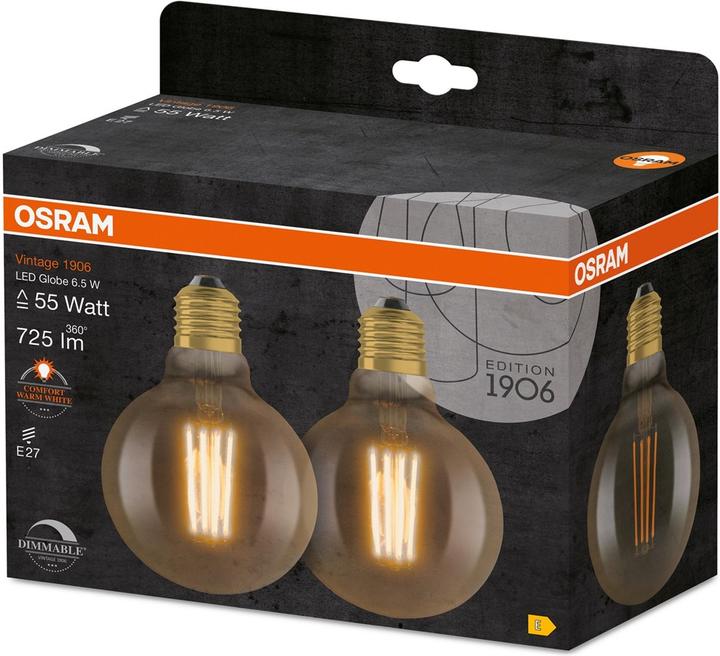 Produktbild Osram Vintage 1906 (E27, 6.50 W, 725 lm, 2 x, E)