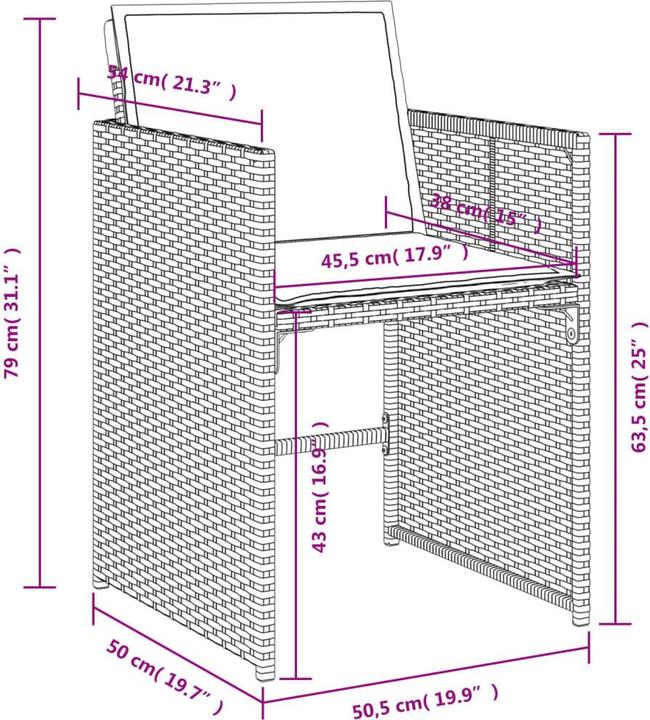 Produktbild vidaXL Garten Essgruppe (220 x 106 x 73 cm)