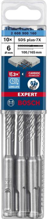 Image du produit Bosch Professional Zubehör Forets marteau EXPERT SDS plus-7X, 6 x 100 x 165 mm, 10 pcs. (6.00 millimètres)