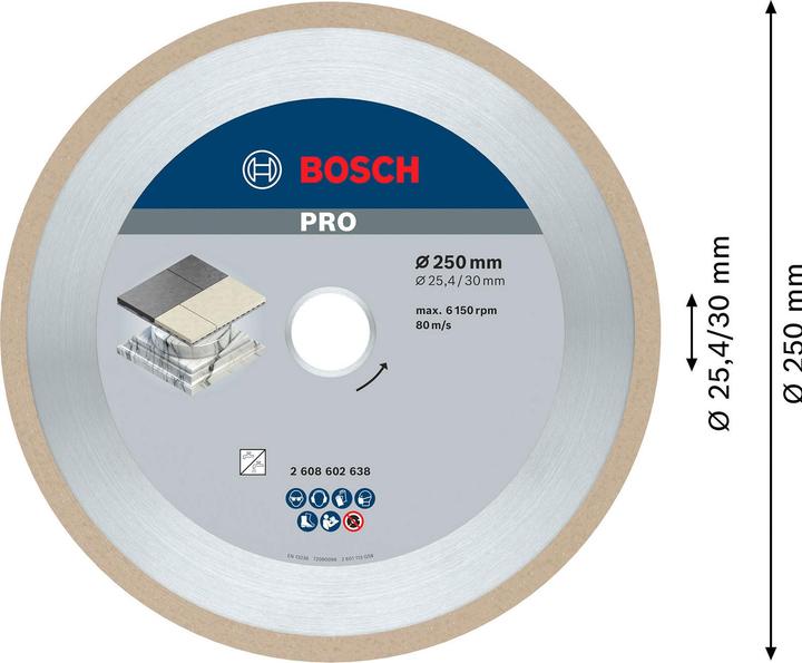 Produktbild Bosch Professional Zubehör PRO Ceramic Diamanttrennscheibe, 250 x 30/25,4 mm
