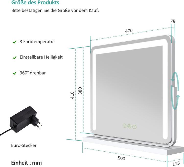 Produktbild Emke Kosmetikspiegel mit Beleuchtung
